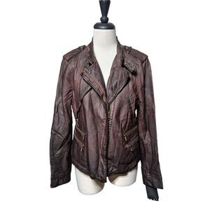 Steve Madden NWT Brown Vegan Leather Moto Jacket Size Large